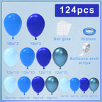 NISOCY 124Pcs Blue Balloons Garland Arch Kit – Baby Shower & Party Decor