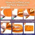 NISOCY 25Pcs Navy Blue & Orange Square Foil Balloons Wall Backdrop Kit - Double-Sided