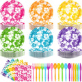 Ninitial 240 Pcs Hibiscus Party Plates & Utensils Set for Luau & Tropical Parties – Serves 48 Guests