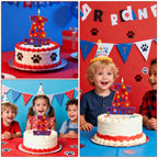 NKM Dog Paw 4th Birthday Candle – Red Paw Cake Topper for Kids Birthday Cakes