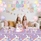 NKPDAXM 4-Pack Unicorn Tablecloths - Disposable 54x108 Inches for Birthday Parties