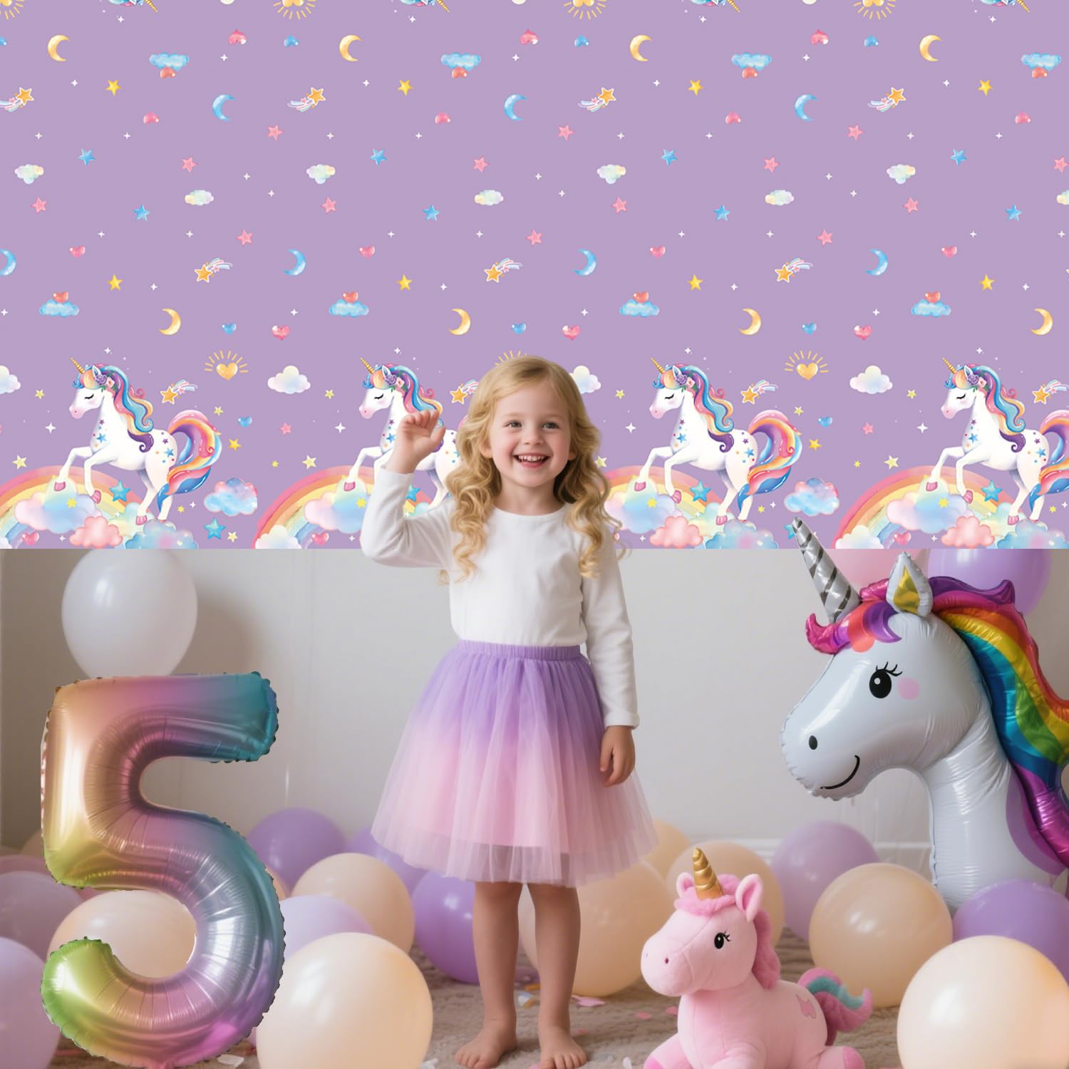 NKPDAXM 4-Pack Unicorn Tablecloths - Disposable 54x108 Inches for Birthday Parties
