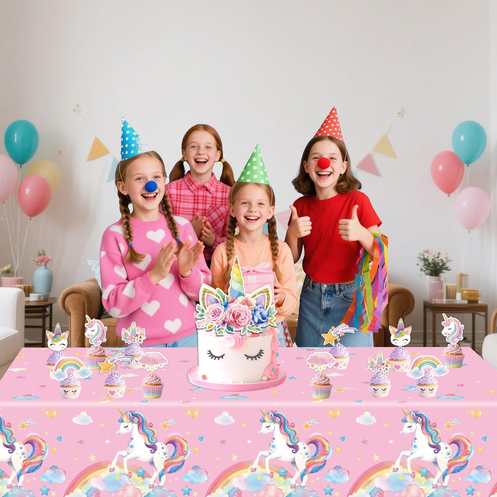 NKPDAXM 4-Pack Unicorn Tablecloths - Disposable 54x108 Inches for Birthday Parties