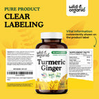 Wild & Organic Turmeric & Ginger Capsules | Mobility & Immune Support | 180 Count | Vegan