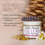Noelle's Naturals Organic Tallow Balm - Lavender Chamomile, 2oz Jar | All-In-One Skin Moisturizer