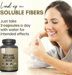 Organic Psyllium Husk Capsules 750 mg – Natural Fiber for Gut Health | Zealthy Life, 250 Capsules