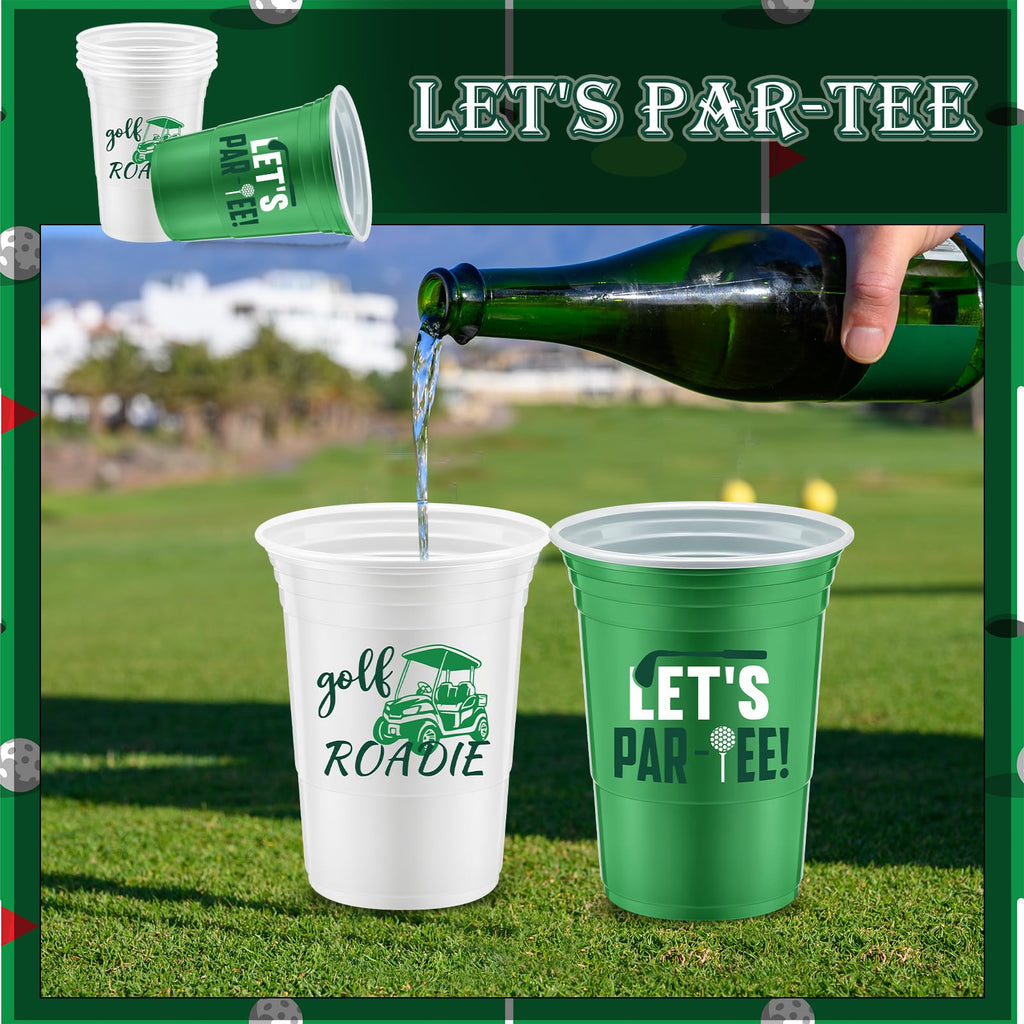Norme 48 Pcs Masters Golf Party Cups – 16 oz Disposable Green & White Golf Ball Design