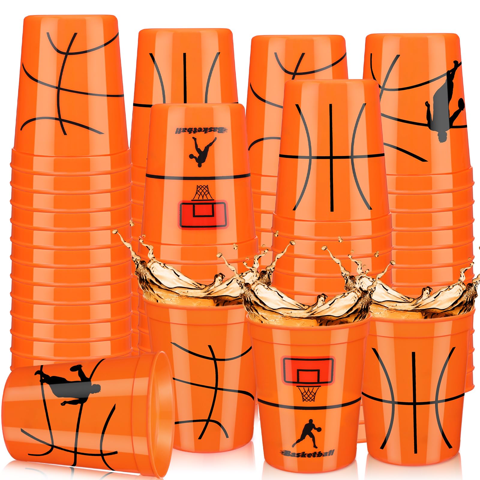 Norme 24-Pack Basketball Cups – 16 oz Reusable Party Tableware for Sports Events
