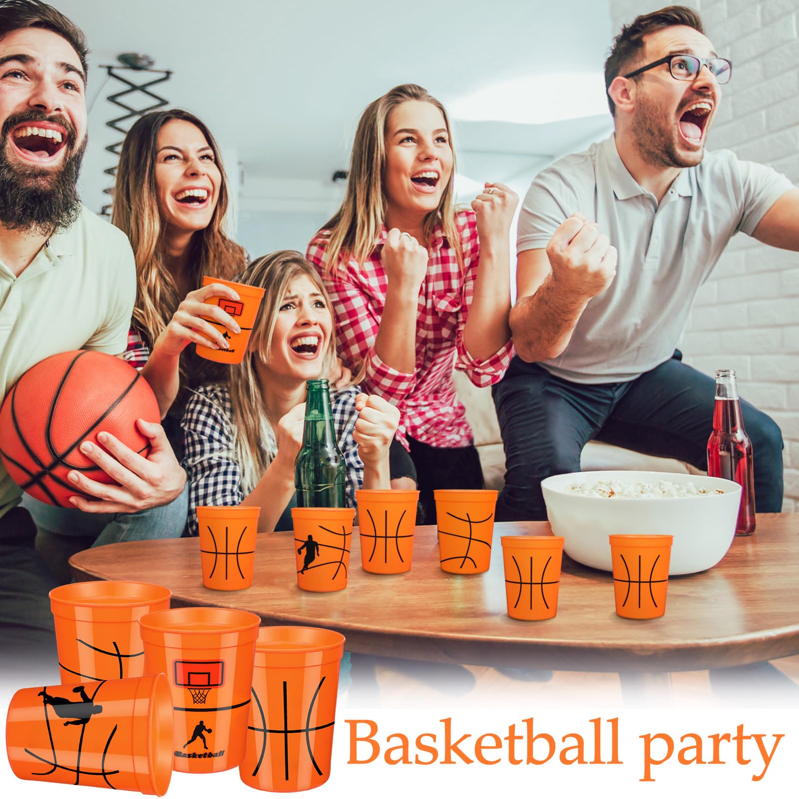 Norme 24-Pack Basketball Cups – 16 oz Reusable Party Tableware for Sports Events