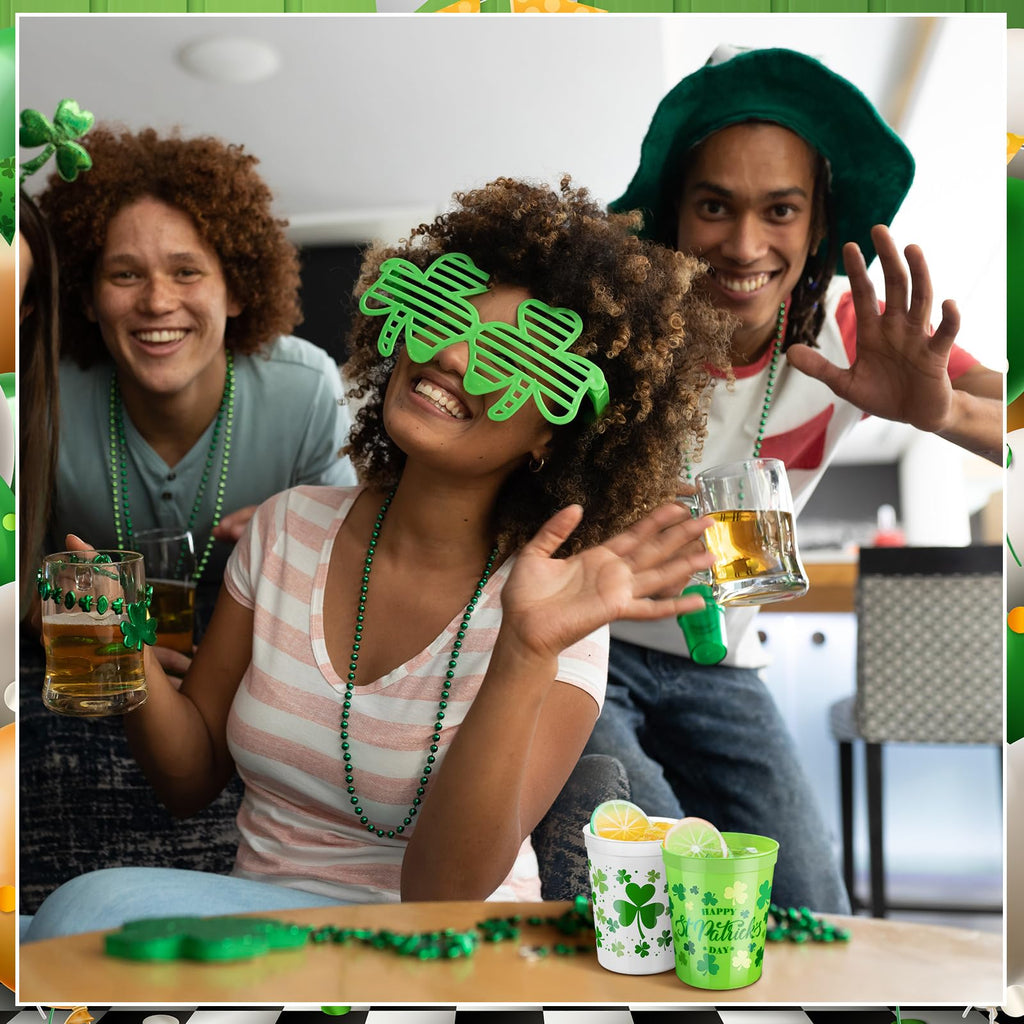 Norme 24 Pcs St Patrick's Day Plastic Cups – Reusable 16oz Shamrock Design for Parties