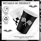 Norme 48 Pcs Checkered Cups – 16 oz Disposable Race Car Cups for Racing Themed Parties