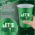 Norme 48 Pcs Masters Golf Party Cups – 16 oz Disposable Green & White Golf Ball Design