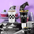 Norme 48 Pcs Checkered Cups – 16 oz Disposable Race Car Cups for Racing Themed Parties