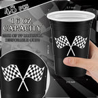 Norme 48 Pcs Checkered Cups – 16 oz Disposable Race Car Cups for Racing Themed Parties