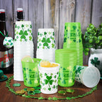 Norme 24 Pcs St Patrick's Day Plastic Cups – Reusable 16oz Shamrock Design for Parties