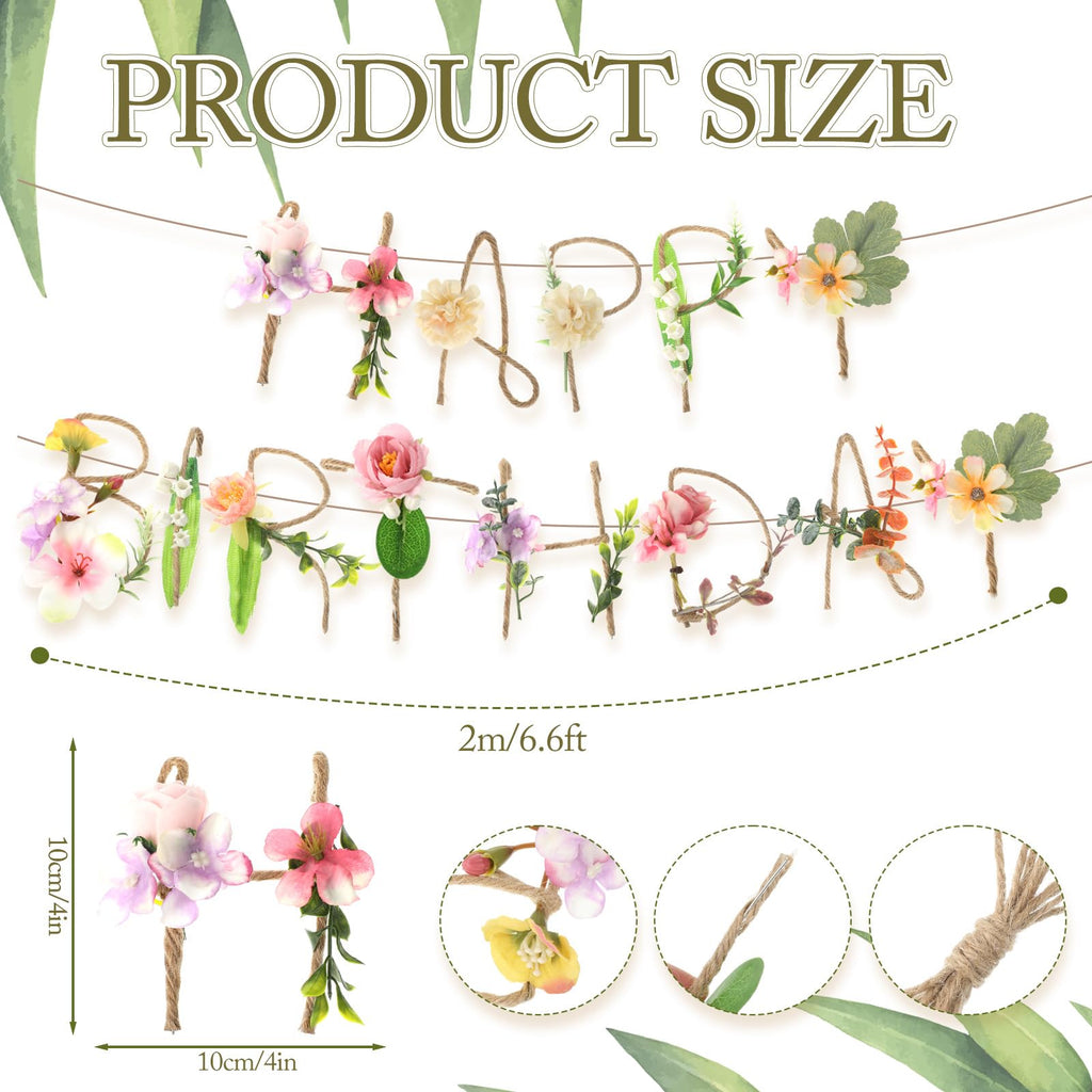Norme 2 Pcs Wildflower Birthday Banner – Metal 3D Flower Garland for Spring Parties & Milestone Celebrations