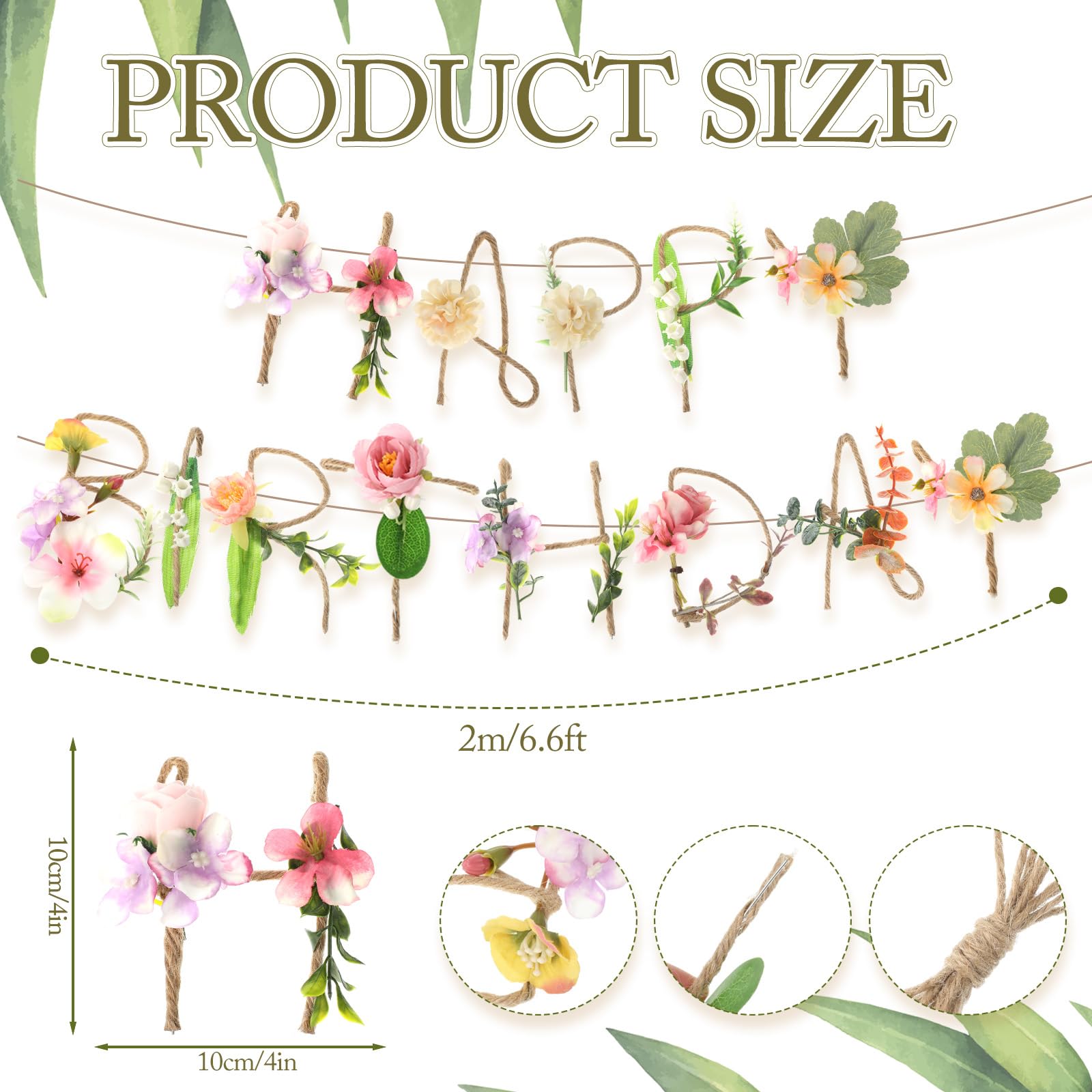 Norme 2 Pcs Wildflower Birthday Banner – Metal 3D Flower Garland for Spring Parties & Milestone Celebrations