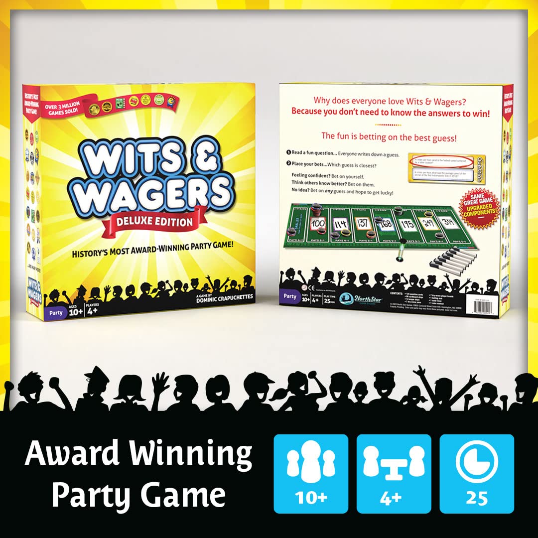 Wits & Wagers Deluxe Board Game by North Star Games – Award-Winning Trivia Party Game for 4+ Players