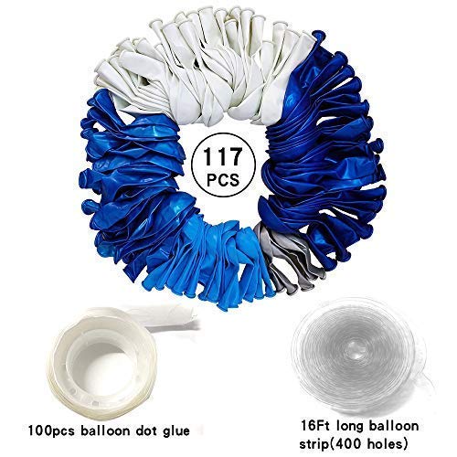 NORTHERN BROTHERS 16ft Balloon Arch Kit – 117 Balloons, Blue, White & Silver