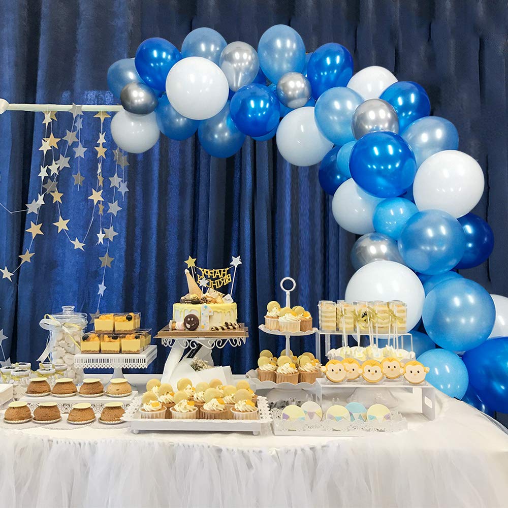 NORTHERN BROTHERS 16ft Balloon Arch Kit – 117 Balloons, Blue, White & Silver