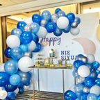 NORTHERN BROTHERS 16ft Balloon Arch Kit – 117 Balloons, Blue, White & Silver