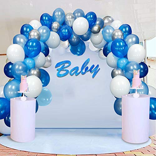 NORTHERN BROTHERS 16ft Balloon Arch Kit – 117 Balloons, Blue, White & Silver