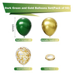 Green and Gold Balloons Set – 50 Pcs, 12in Dark Green & Metallic Gold | NOT HOME