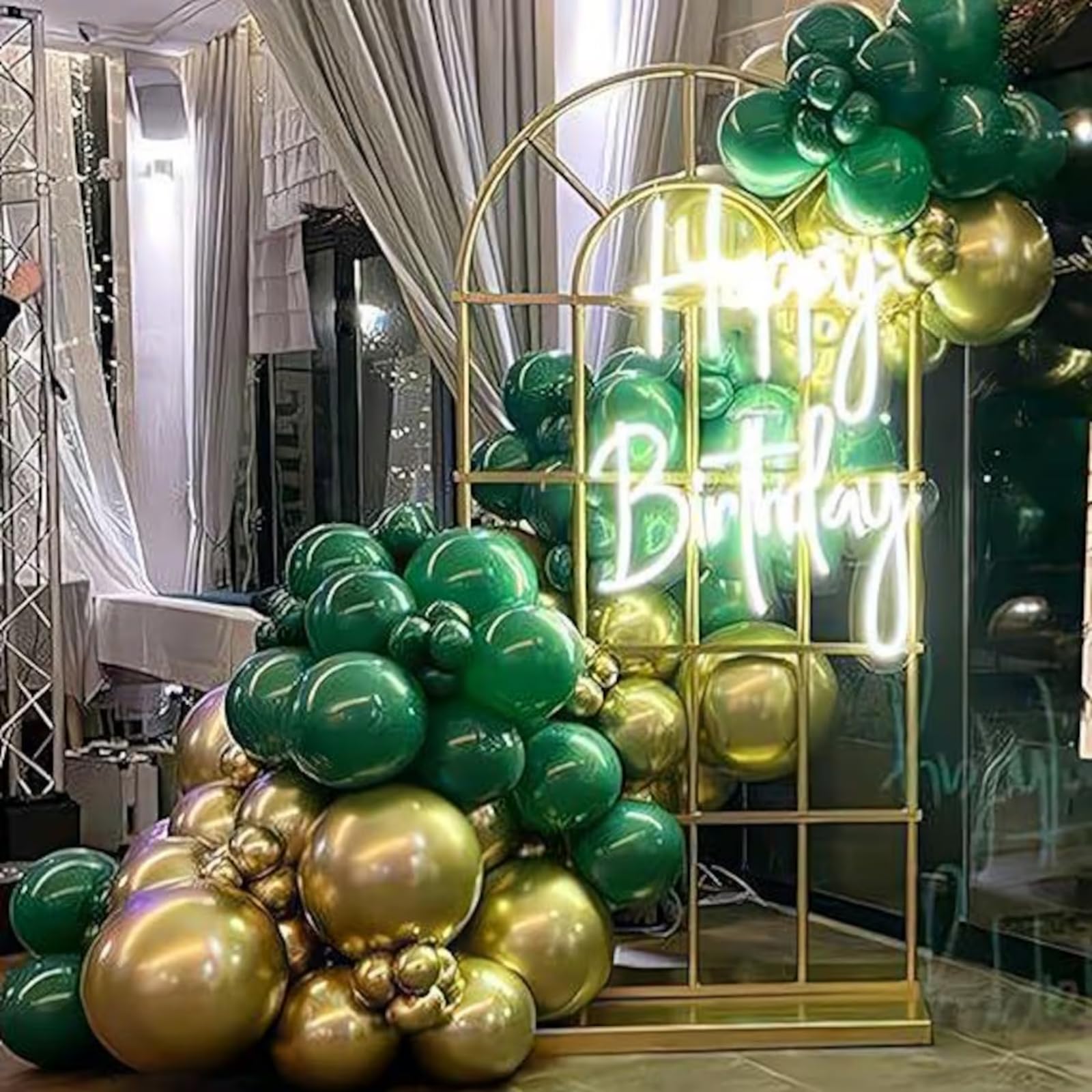 Green and Gold Balloons Set – 50 Pcs, 12in Dark Green & Metallic Gold | NOT HOME