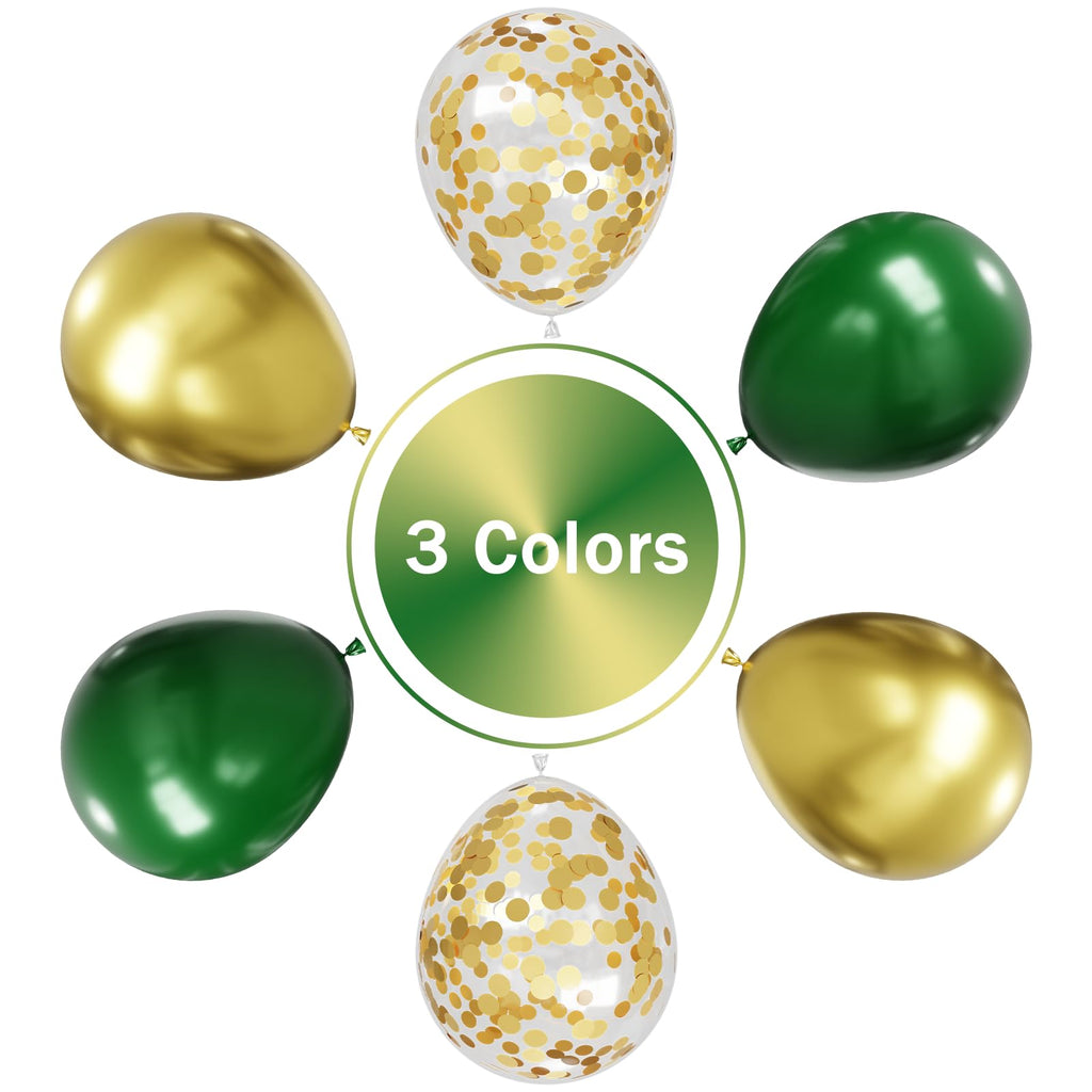 Green and Gold Balloons Set – 50 Pcs, 12in Dark Green & Metallic Gold | NOT HOME