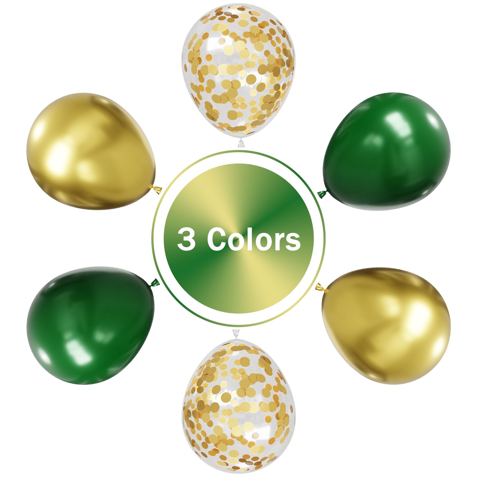 Green and Gold Balloons Set – 50 Pcs, 12in Dark Green & Metallic Gold | NOT HOME