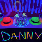 Novelty Place 24Pcs Neon Glow Party Hats - Mafia Fedora Style, UV Blacklight