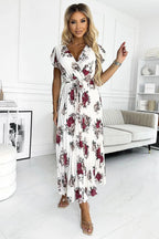 Numoco chiffon pleated midi dress