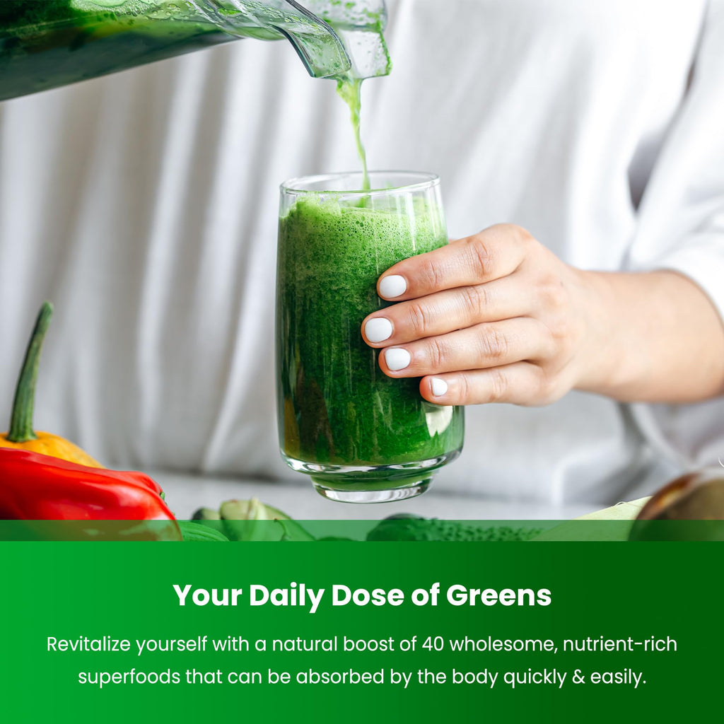 NutraChamps Super Greens Pulver – Premium 255 g unaromatisiert | Über 20 Bio-Grünpflanzen, Spirulina & Chlorella