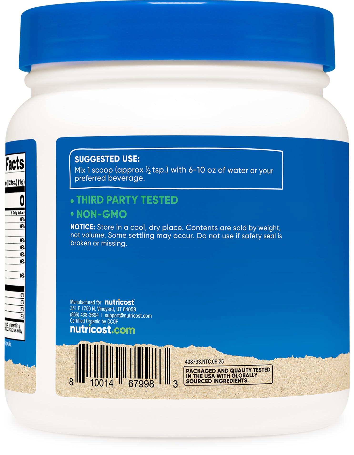 Nutricost Bio Gerstengras-Saftpulver (454 g) – Ungewürzt, Glutenfrei & Vegan
