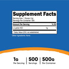 Nutricost L-Lysine Powder 500 Grams - Pure L-Lysine, Non-GMO, Gluten Free