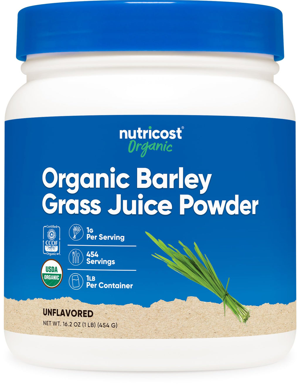Nutricost Bio Gerstengras-Saftpulver (454 g) – Ungewürzt, Glutenfrei & Vegan