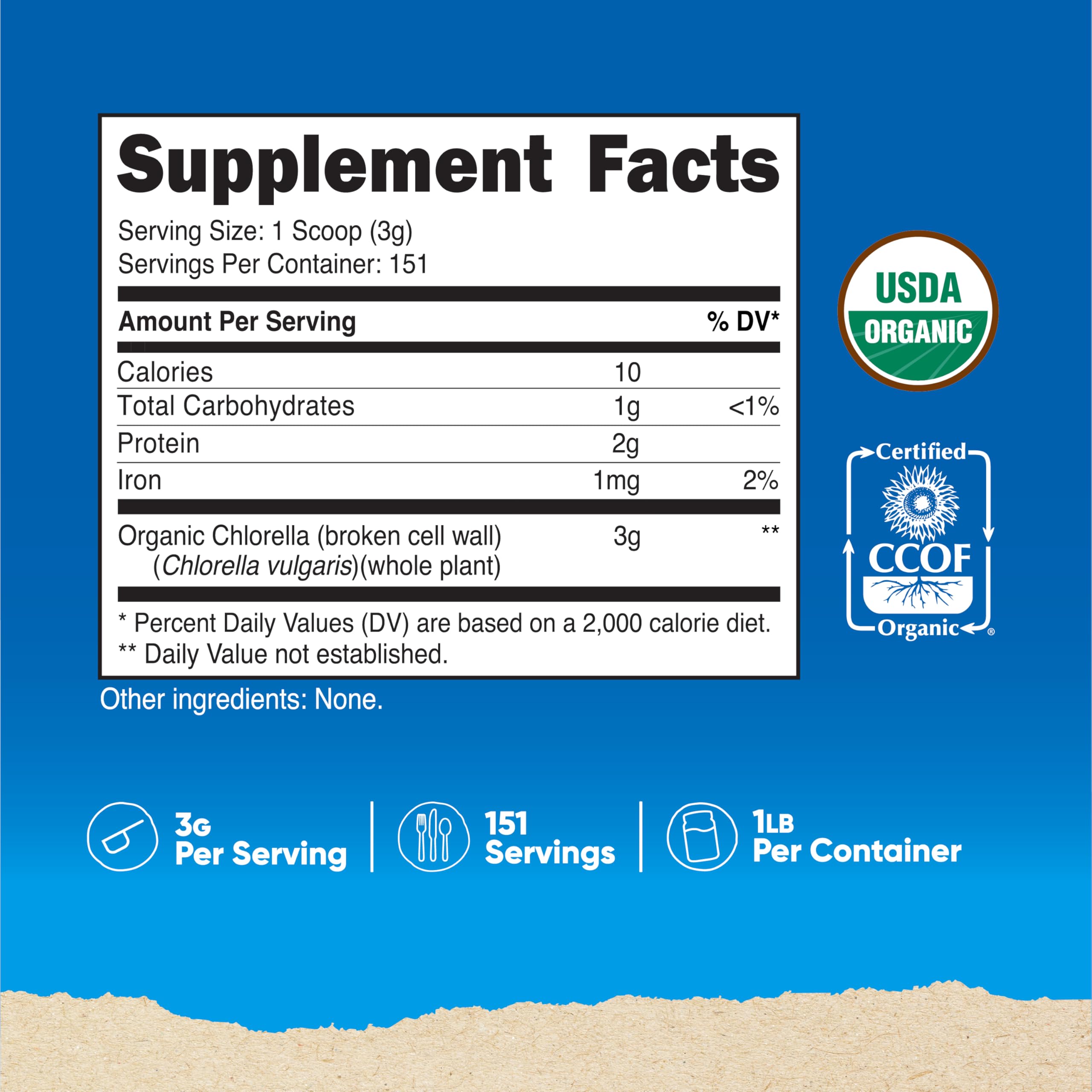 Nutricost Bio Chlorella Pulver 454g (1 Pfund) – 3g pro Portion | gentechnikfrei, glutenfrei, von Dritten getestet