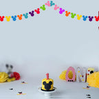 Nyhpar 45pc Rainbow Mouse Head Banner Flags | Reusable Felt Party Garland