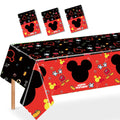 Nyhpar 3PCS Mouse Party Tablecloth – 86.6×51.2 in Black & Red Disposable Table Covers for Kids Birthday Parties