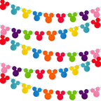 Nyhpar 45pc Rainbow Mouse Head Banner Flags | Reusable Felt Party Garland