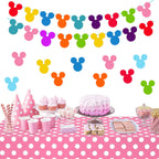 Nyhpar 45pc Rainbow Mouse Head Banner Flags | Reusable Felt Party Garland