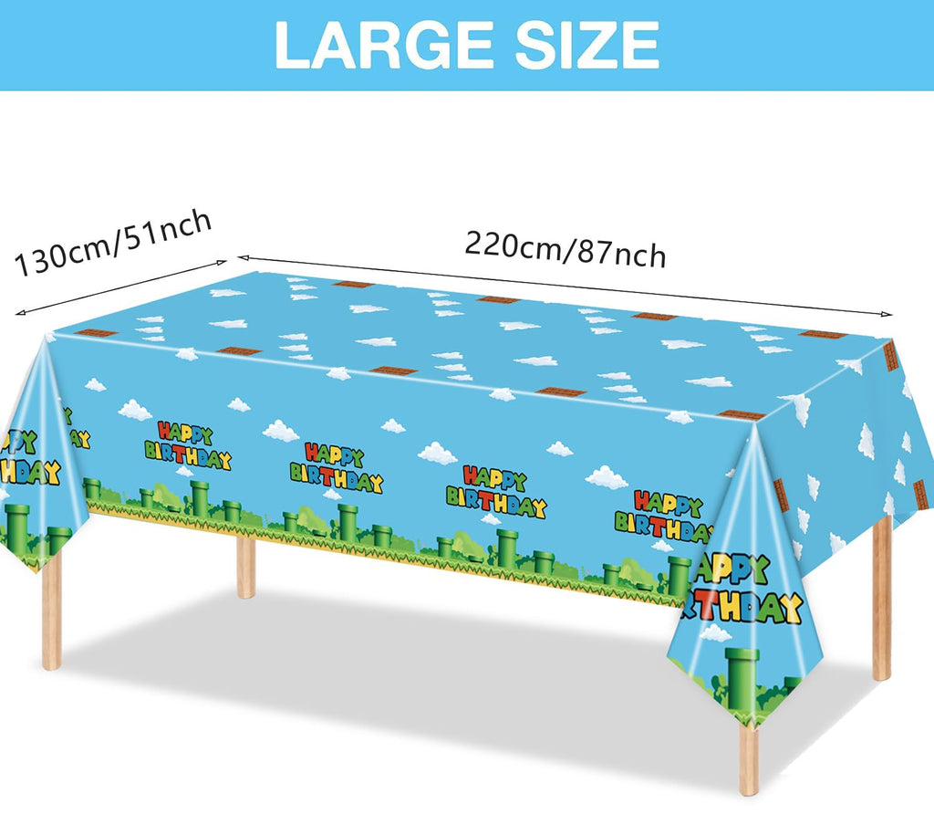 Nyhpar 3Pcs Video Game Tablecloths – Super Bros Disposable Covers 86.6 x 51.2 in