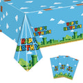 Nyhpar 3Pcs Video Game Tablecloths – Super Bros Disposable Covers 86.6 x 51.2 in