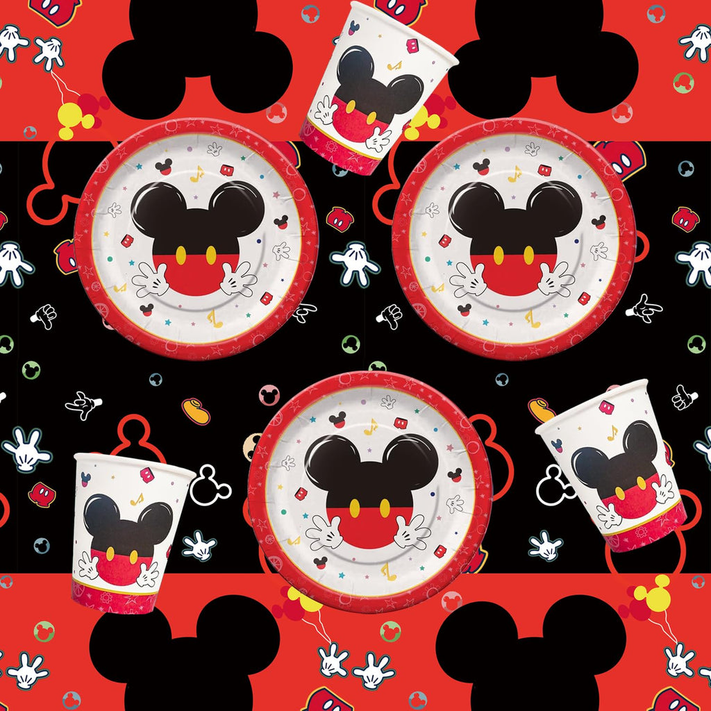 Nyhpar 3PCS Mouse Party Tablecloth – 86.6×51.2 in Black & Red Disposable Table Covers for Kids Birthday Parties