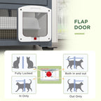 PawHut Cat House, Wooden Outdoor Catio Cat Enclosure on Wheels, Wooden Kitty Cage with Platforms, Hammock, Light Grey