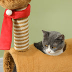 PawHut 98cm Deer-Designed Cat Tree with Scratching Posts, Toy Ball, Tunnel, Brown