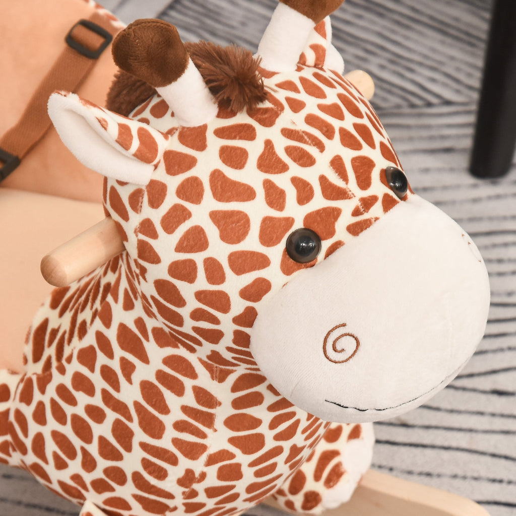 HOMCOM Children Kids Rocking Horse Toys Giraffe Seat Belt Toddlers Baby Toy Gift