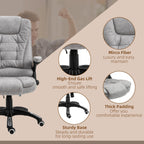 Vinsetto Massage Recliner Chair Heated Office Chair with Six Massage Points Microfiber Cloth 360\'c2\'b0 Swivel Wheels Grey