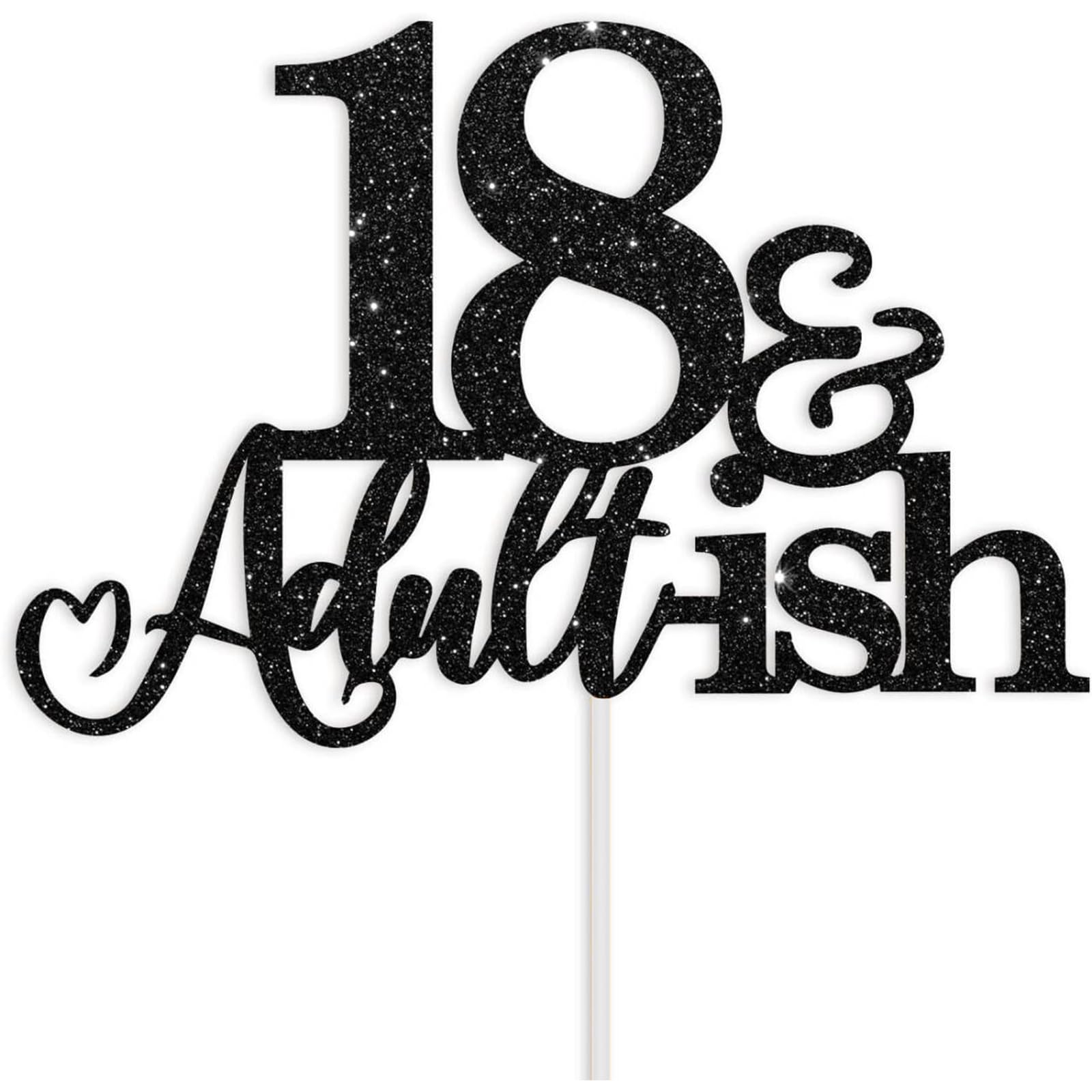 Oarkive Black Glitter 18th Birthday Cake Topper – Durable, Reusable 18th Birthday Decor