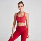 ODM Red Open Back Fitness Top Hook and Eye Closure Sports Women Yoga Bra